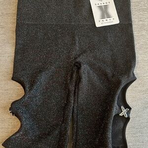 Savage X Fenty Bawdy Lurex Glitter Black Cutout Bike Shorts